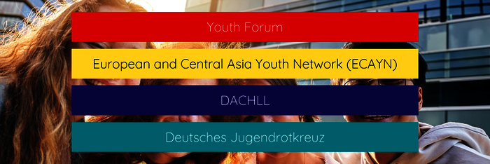 Ebenen internationaler Jugendarbeit. Von unten nach oben: Jugendrotkreuz, DACHLL, European and Central Asia Youth Network, Youth Forum